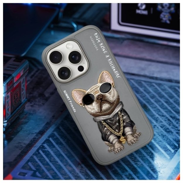 Nimmy Glasses Cool Dog Case for iPhone 16 Pro Max - Gray 7