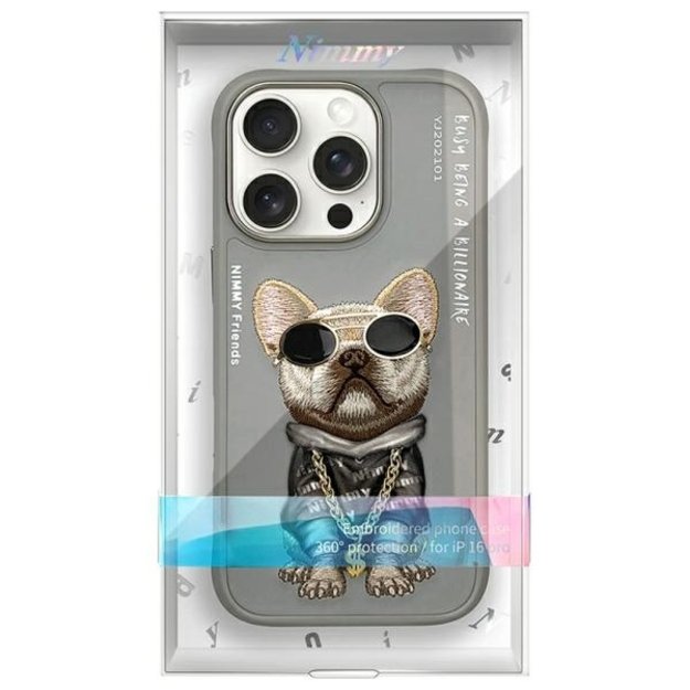 Nimmy Glasses Cool Dog Case for iPhone 16 Pro Max - Gray 8