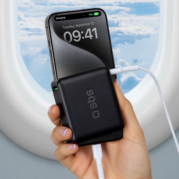 Powerbank SBS 20000mAh 65W PD AFC USB-C USB-A for laptop, tablet, smartphone - black 1