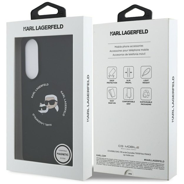 Karl Lagerfeld Silicone nauble Heads And Circle MagSafe case for Samsung Galaxy S25 Edge - black 7