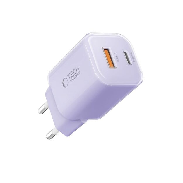 Tech-Protect NCM33 PD 33W QC3.0 USB-C / USB-C Wall Charger - Purple 1