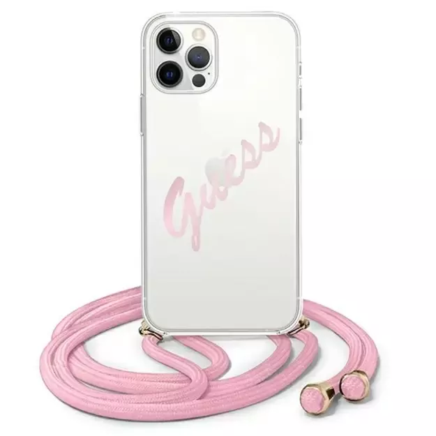Guess GUHCP12MCRTVSPI iPhone 12/12 Pro 6.1&quot  pink/pink hardcase Script Vintage