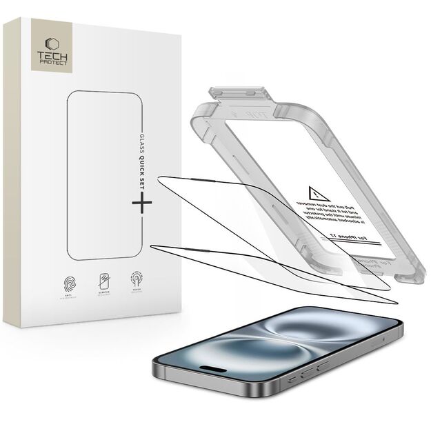 Tech-Protect Quick Set+ 2-pack tempered glass for iPhone 17 - black