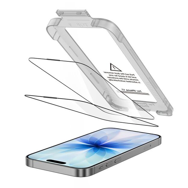 Tech-Protect Quick Set+ 2-pack tempered glass for iPhone 17 - black 1