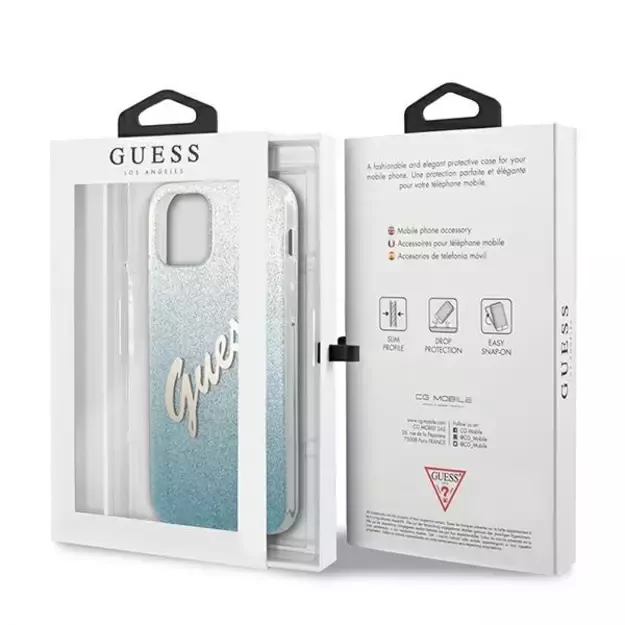 Guess GUHCP12SPCUGLSBL iPhone 12 mini 5.4&quot  blue/blue hardcase Glitter Gradient Script 14