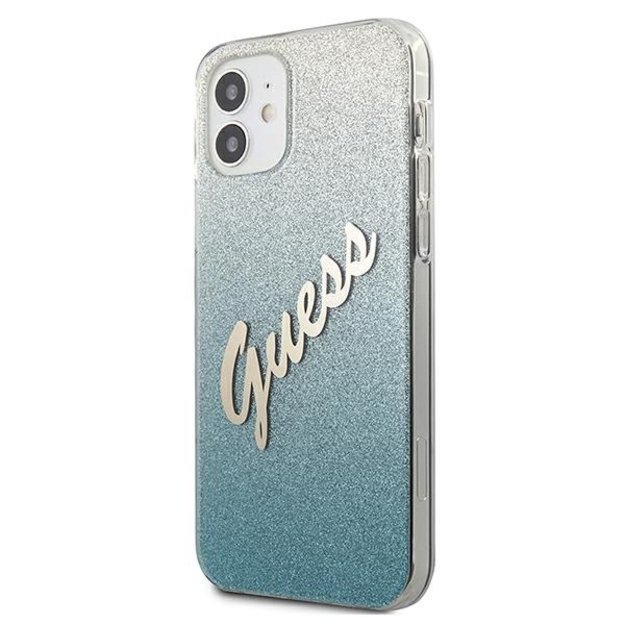 Guess GUHCP12SPCUGLSBL iPhone 12 mini 5.4&quot  blue/blue hardcase Glitter Gradient Script 1