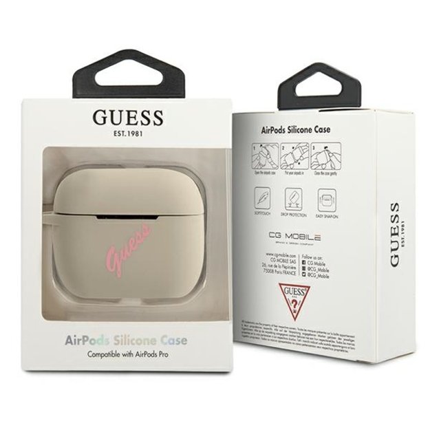 Guess GUACAPLSVSGP AirPods Pro cover gray pink/grey pink Silicone Vintage 2