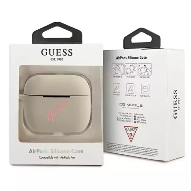 Guess GUACAPLSVSGP AirPods Pro cover gray pink/grey pink Silicone Vintage 2