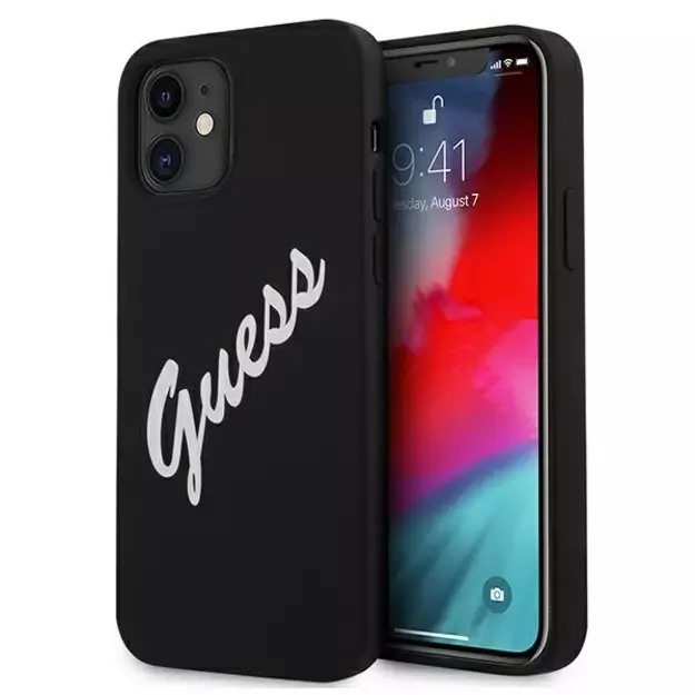 Guess GUHCP12SLSVSBW iPhone 12 mini 5.4&quot  black and white hardcase Silicone Vintage
