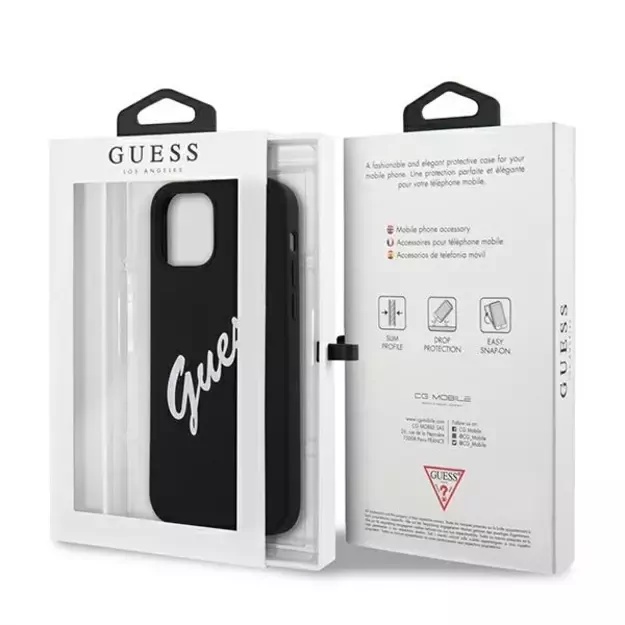 Guess GUHCP12SLSVSBW iPhone 12 mini 5.4&quot  black and white hardcase Silicone Vintage 14
