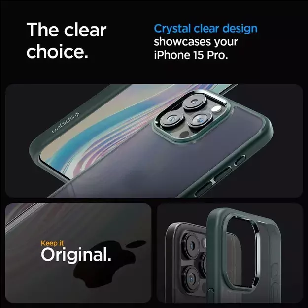 Spigen Ultra Hybrid iPhone 15 Pro Case - Dark Green 14