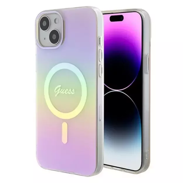 Guess GUHMP15MHITSP iPhone 15 Plus 6.7&quot  pink/pink hardcase IML Iridescent MagSafe