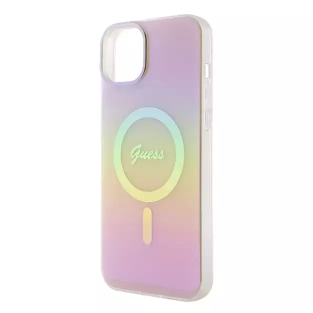 Guess GUHMP15MHITSP iPhone 15 Plus 6.7&quot  pink/pink hardcase IML Iridescent MagSafe 5
