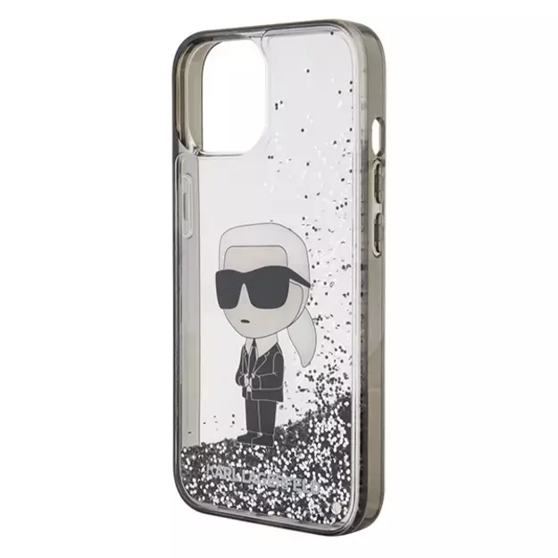 Karl Lagerfeld KLHCP15SLKKNSK iPhone 15 6.1  transparent hardcase Liquid Glitter Ikonik 12