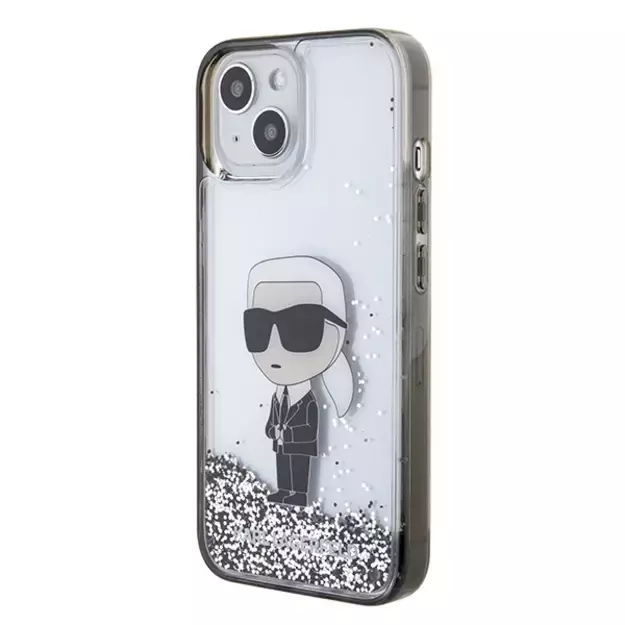 Karl Lagerfeld KLHCP15SLKKNSK iPhone 15 6.1  transparent hardcase Liquid Glitter Ikonik 8