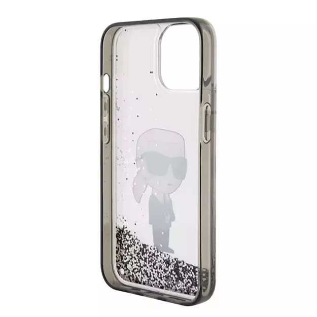 Karl Lagerfeld KLHCP15SLKKNSK iPhone 15 6.1  transparent hardcase Liquid Glitter Ikonik 13