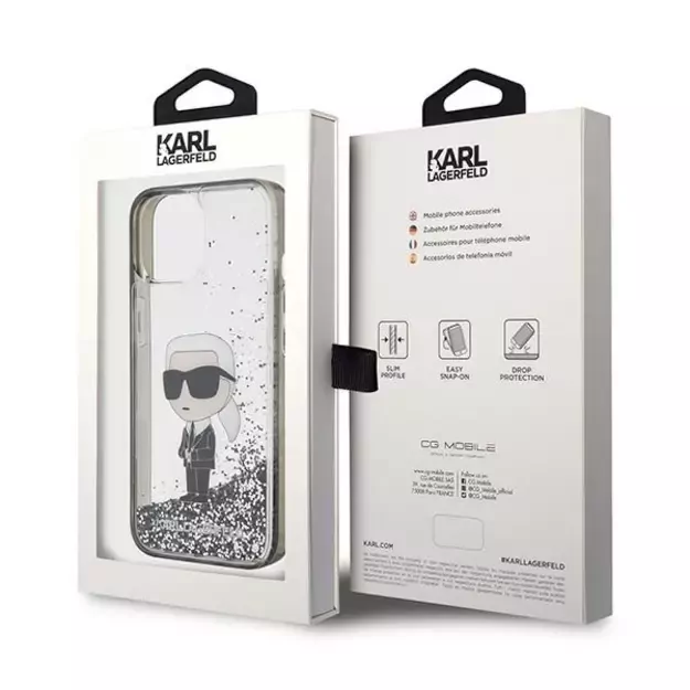 Karl Lagerfeld KLHCP15SLKKNSK iPhone 15 6.1  transparent hardcase Liquid Glitter Ikonik 14