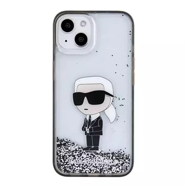 Karl Lagerfeld KLHCP15SLKKNSK iPhone 15 6.1  transparent hardcase Liquid Glitter Ikonik 9