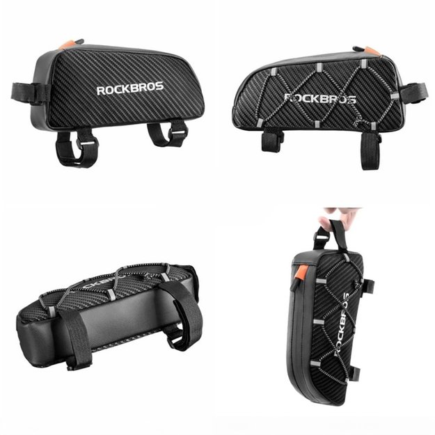 Rockbros 039BK bicycle frame bag 1 l with braid - black 2