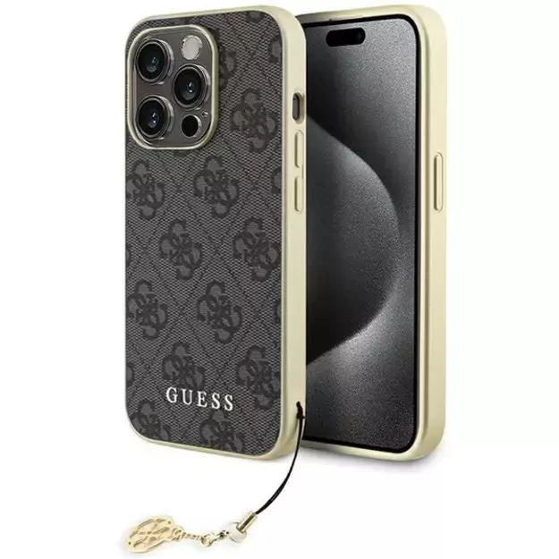 Guess GUHCP15LGF4GGR iPhone 15 Pro 6.1&quot  gray/gray hardcase 4G Charms Collection