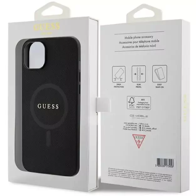 Guess GUHMP15MPSAHMCK iPhone 15 Plus 6.7&quot  black/black hardcase Saffiano MagSafe 7
