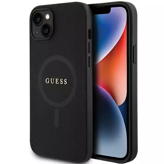 Guess GUHMP15MPSAHMCK iPhone 15 Plus 6.7&quot  black/black hardcase Saffiano MagSafe