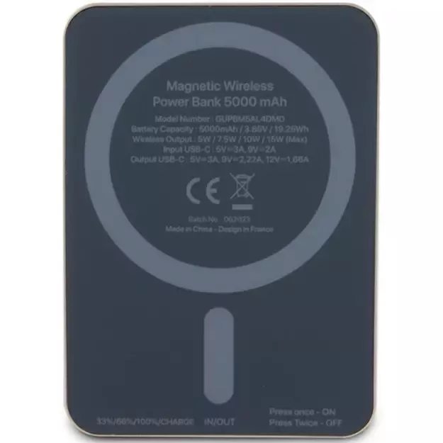 Guess MagSafe 4G Strassed Metal Logo induction power bank 15W 5000mAh - gold 2