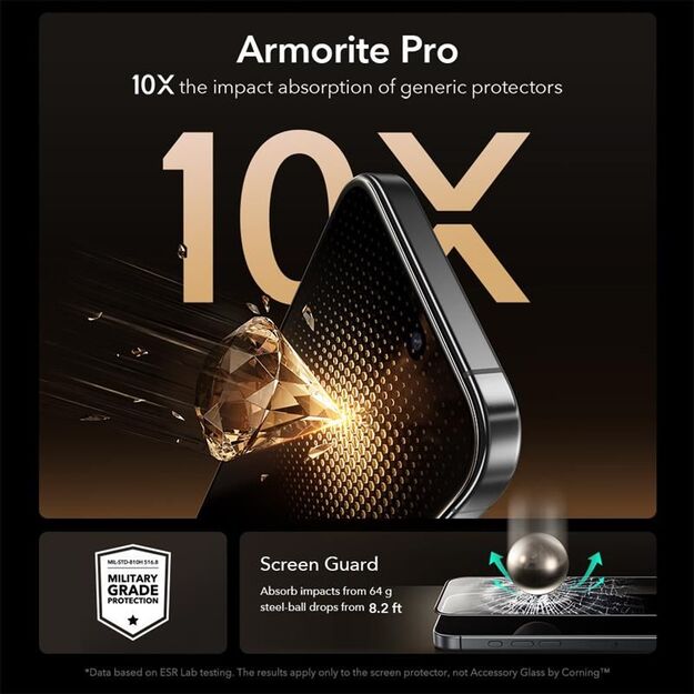 ESR UltraFit Armorite Pro Tempered Glass for iPhone 16 Pro / 17 - Transparent 3
