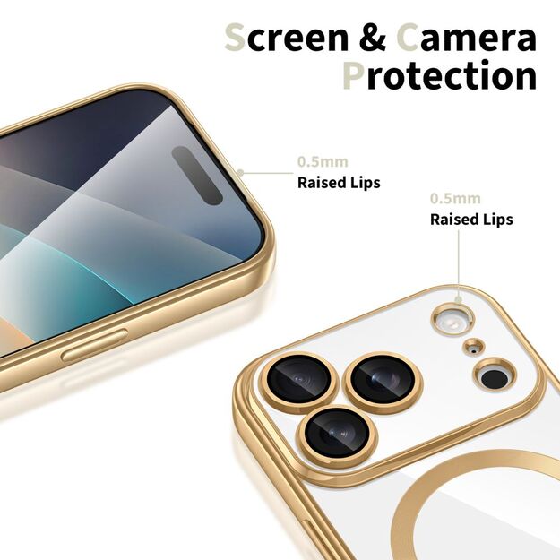 Tech-Protect MagFlex MagSafe Case for iPhone 17 Pro Max - Transparent Gold 2