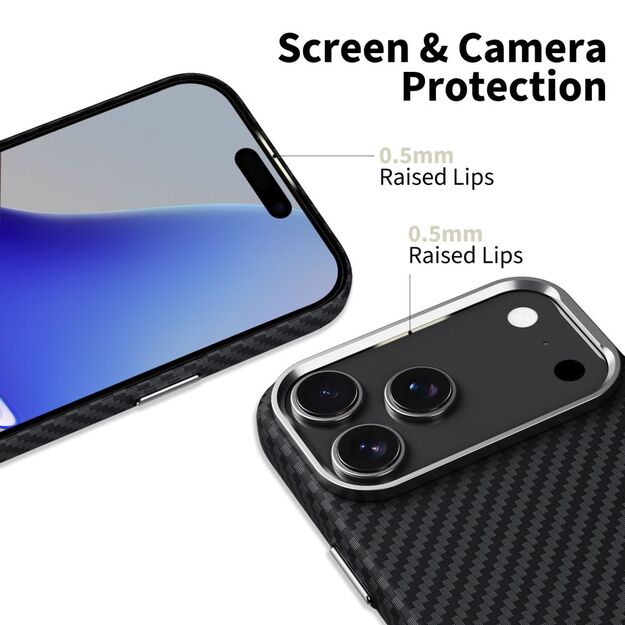 Tech-Protect Ion Carbon MagSafe case for iPhone 17 Pro - black and silver 1