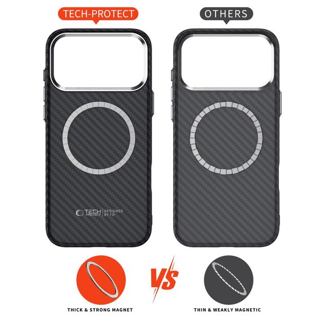 Tech-Protect Ion Carbon MagSafe case for iPhone 17 Pro - black and silver 2