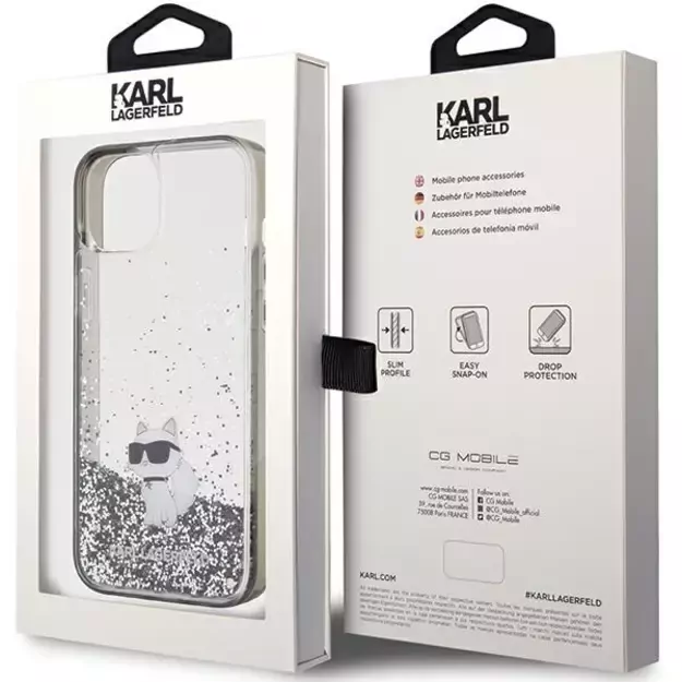 Karl Lagerfeld Liquid Glitter Choupette case for iPhone 15 Plus - transparent 7