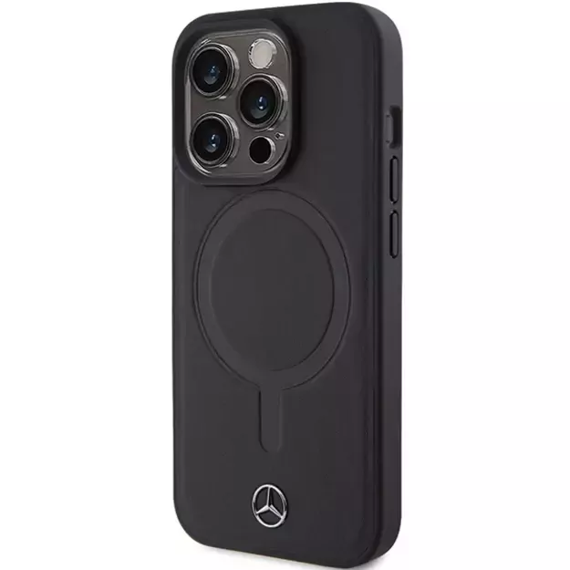 Mercedes Smooth Leather MagSafe case for iPhone 15 Pro - black 1