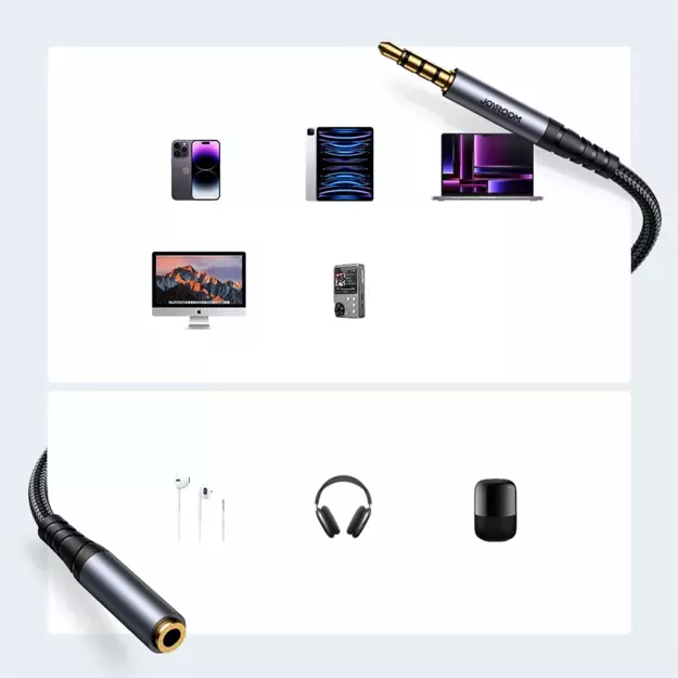 Joyroom stereo audio cable AUX 3.5 mm mini jack (male) - mini jack (female) 1.2 m black (SY-A09) 22