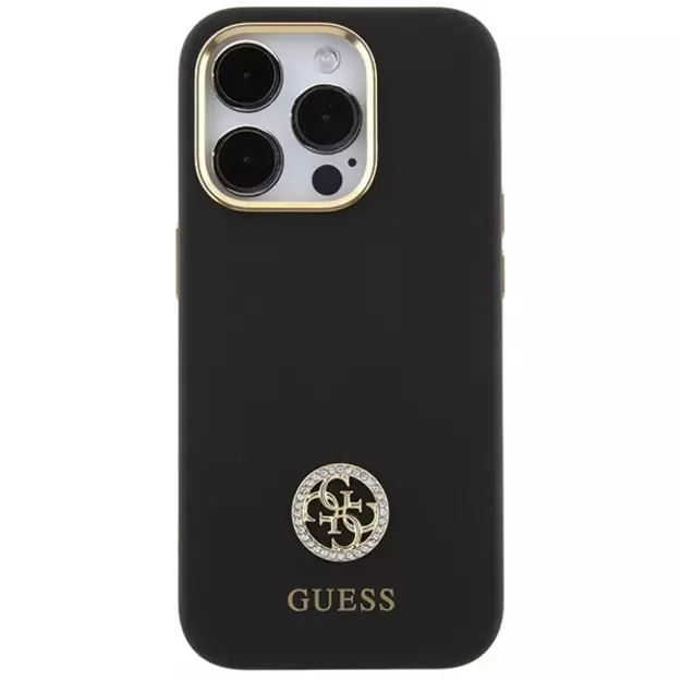 Guess Silicone Logo Strass 4G case for iPhone 15 Pro Max - black 2