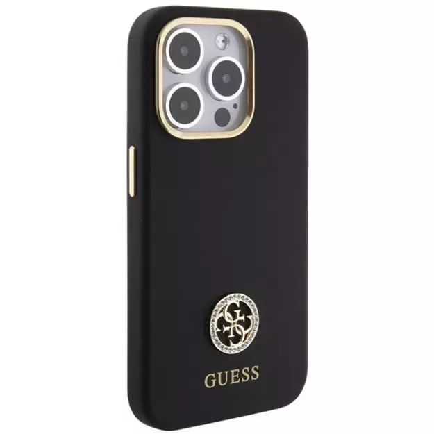 Guess Silicone Logo Strass 4G case for iPhone 15 Pro Max - black 3