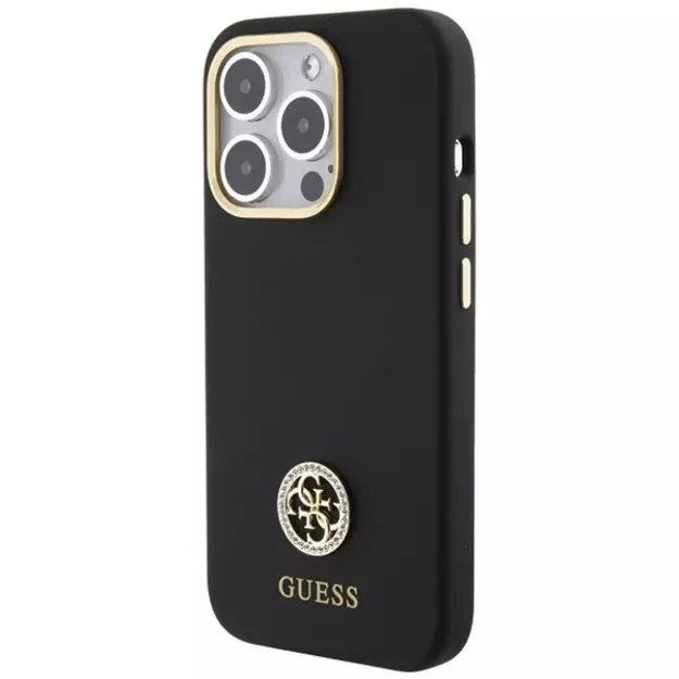 Guess Silicone Logo Strass 4G case for iPhone 15 Pro Max - black 1