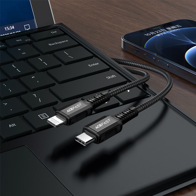 Acefast C1-01 Lightning - USB-C MFi PD cable 30W 3A 480Mb/s 1.2m - black 10