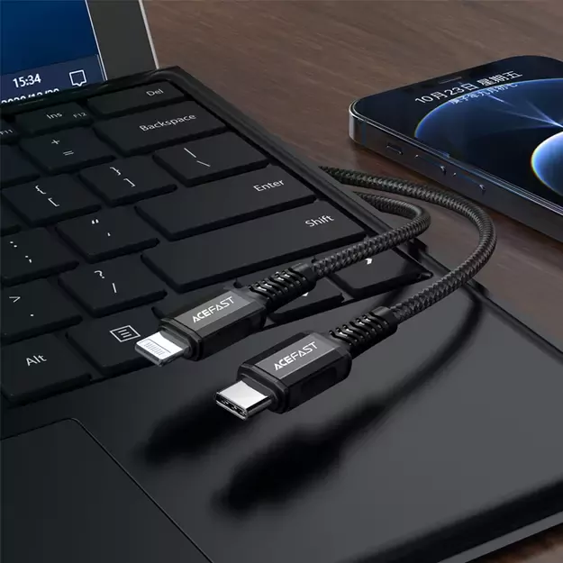 Acefast C1-01 Lightning - USB-C MFi PD cable 30W 3A 480Mb/s 1.2m - black 5
