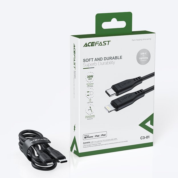 Acefast C3-01 Lightning - USB-C PD cable 30W 3A 480Mb/s 1.2m - white 22