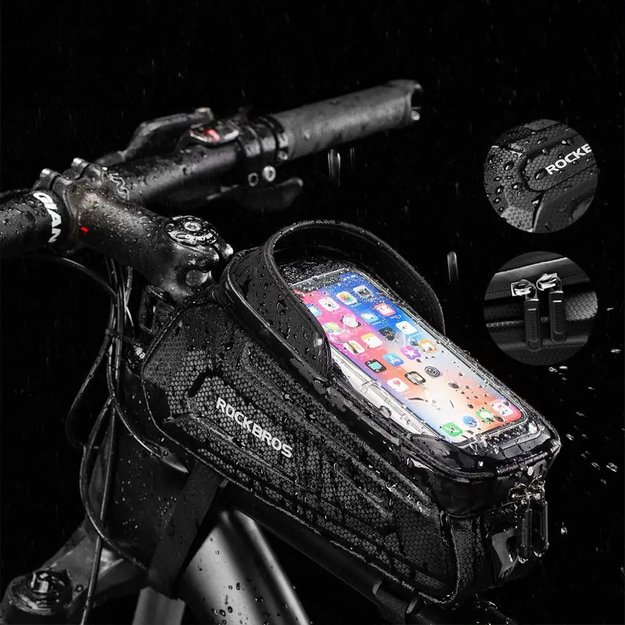 Rockbros B68-1 armored bicycle bag with phone pocket 1.7l - black 2
