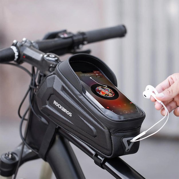 Rockbros B68-1 armored bicycle bag with phone pocket 1.7l - black 7