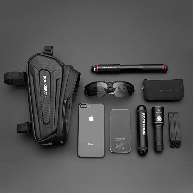 Rockbros B68-1 armored bicycle bag with phone pocket 1.7l - black 1