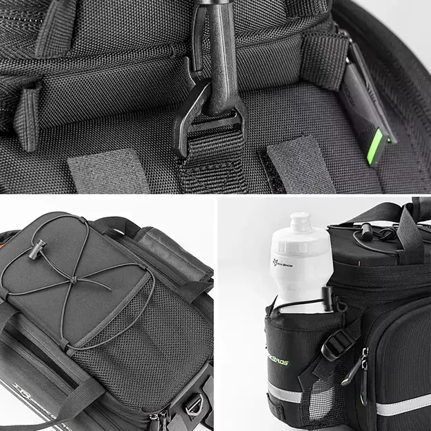 Rockbros A6-03BK bicycle bag for trunk 35 l with fold-out pockets - black 8