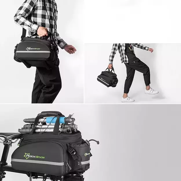 Rockbros A6-03BK bicycle bag for trunk 35 l with fold-out pockets - black 1