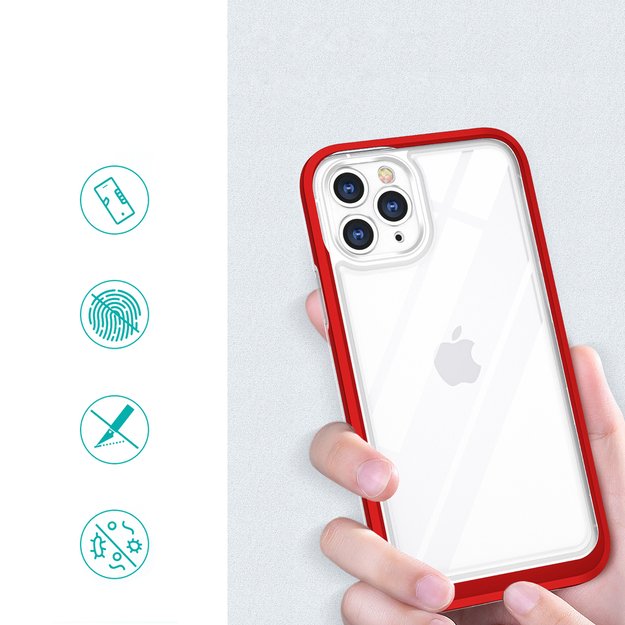 Clear 3in1 Case for iPhone 11 Pro Max Frame Cover Gel Red 6