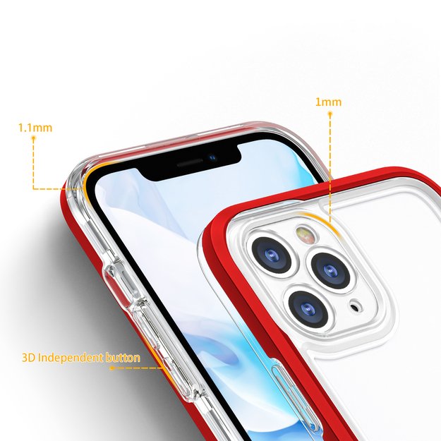 Clear 3in1 Case for iPhone 11 Pro Max Frame Cover Gel Red 9