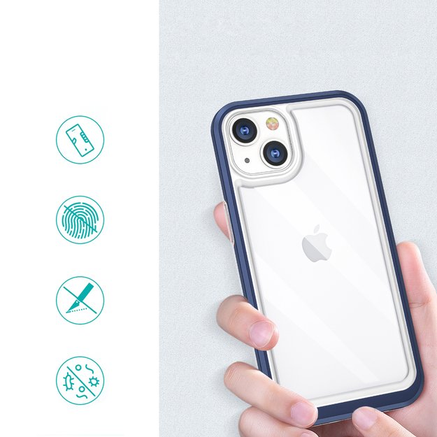 Clear 3in1 case for iPhone 13 mini gel cover with frame blue 6