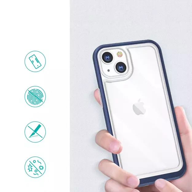 Clear 3in1 case for iPhone 13 mini gel cover with frame blue 1