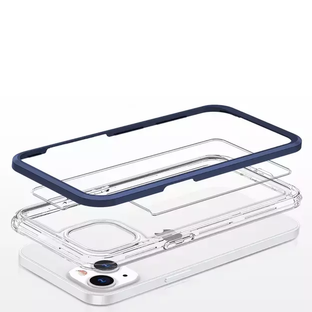 Clear 3in1 case for iPhone 13 mini gel cover with frame blue 4